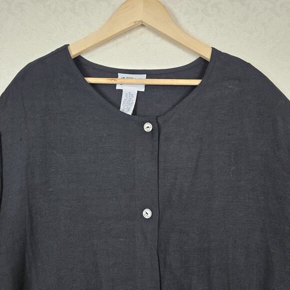 VTG More Jasmine by KVM Top 3X Black Button Front Art To Wear Tribal Lagenlook - Picture 2 of 11